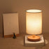 Senmubery Round Bedside Table Lamp Nightstand Lamp with Fabric Shade and Solid Wood for Bedroom, Living Room Modern