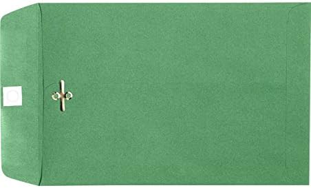 LUXPaper 10 x 13 Open End Envelopes, Clasp, Holiday Green, 80lb. Text, 50 Qty
