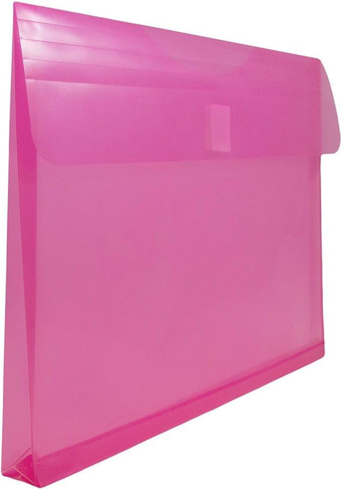 JAM PAPER Plastic Expansion Envelopes with Hook & Loop Closure - Letter Booklet - 9 3/4 x 13 with 1 Inch Expansion - Fuchsia Pink - 3/Pack by JAM Paper