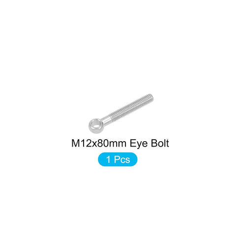 Shoulder Swing Lifting Bolt (M12x80mm) 1Pcs, 304 Stainless Steel Eye Bolts for Home Renovation, Pipeline Gate Valves