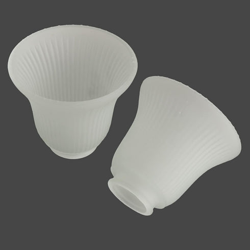 2 Pack Frosted Ribbed Glass Shade, Bell Shaped Light Fixture Replacement Globe