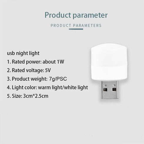 Linwnil Set 4,USB Bulb, Light(4 of Lights by Night, Mini LED Plug-in, Warm White, Compact, Ideal for Bedroom, Bathroom