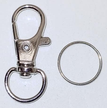 JL Missouri Parts & Misc. 10 1 1/4" 1/2" Snap Hooks Lanyard Keychain Clips with Split Rings, Spring Loaded Lobster