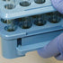 Globe Scientific Tube Rack with Grippers, Polypropylene, Autoclavable, Tube Ejector for Up to 15mm Tubes