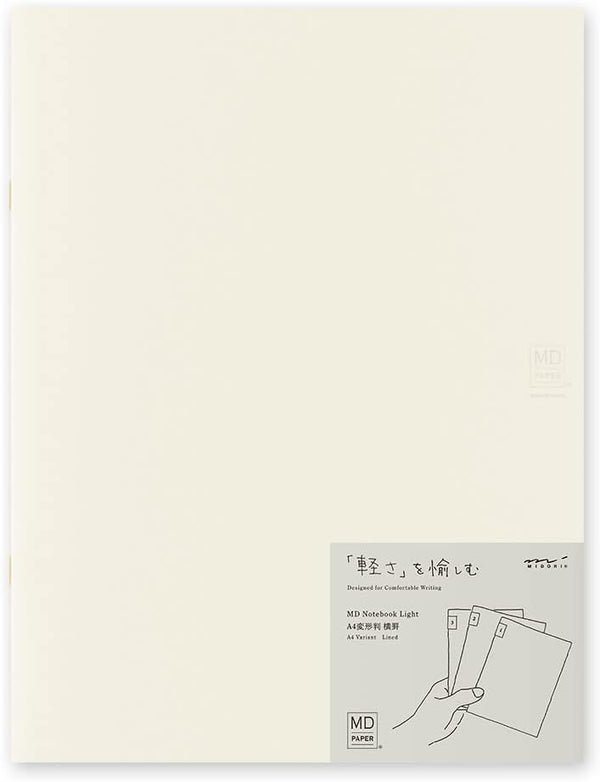 DESIGNPHIL Midori 15307006 Notebook, MD Notebook, Light, A4 Variable Size, Horizontal Ruled, Set of 3