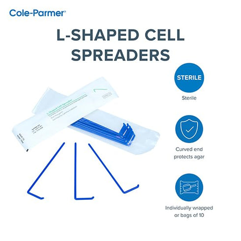 Argos C4050 Polypropylene Sterile Disposable Blue L-Shaped Cell Spreaders, Case of 500