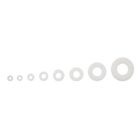 Eowpower 500 Pieces White Nylon Flat Washers Assortment Kit for M2 M2.5 M3 M4 M5 M6 M8 M10 Screw Bolt