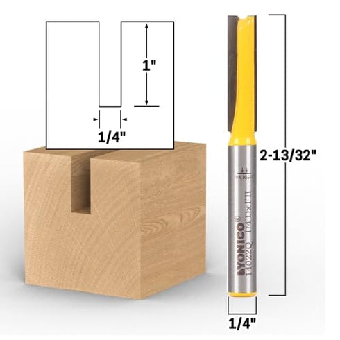 1/4-Inch 1-Inch 1/4-Inch 14022q Yonico Straight Router Bits Diameter X Height Shank
