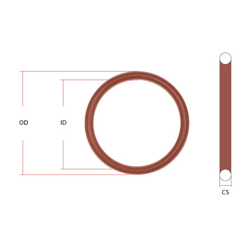 234 Silicone O-Ring, 70A Durometer, Red, 3" ID, 3-1/4" OD, 1/8" Width, Pack of 10