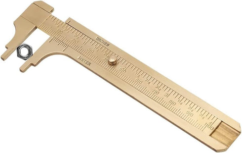 Handy Sliding Double Scales Vernier Caliper Ruler, Measuring Tool mm/inch, Brass Pocket Ruler 100mm
