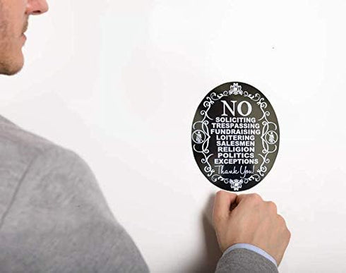No Soliciting Sign for Home - No Trespassing Aluminum 5" X 4" Laser Engraving, Anodized Aluminum, Never Change Color