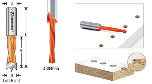 Amana Tool - 304075 Carbide Tipped Brad Pt Boring Bit L/H 7.5mm Dia x 70mm Long x 10mm Sha