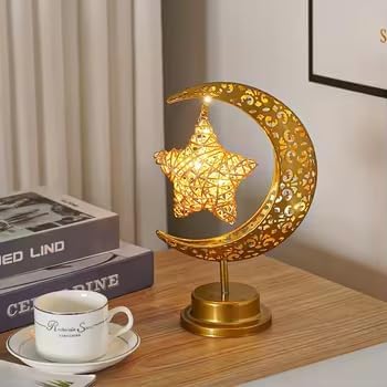 Generic Modern LED Moon Table Lamp Touch-Activated Multi-Color Changing Lights Halloween Christmas Crescents Mood Motif