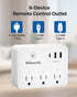Wireless Remote Control Outlet, Multi-Plug Outlet with 3 Outlets and 3 USB Ports, 100FT RF Range, Programmable