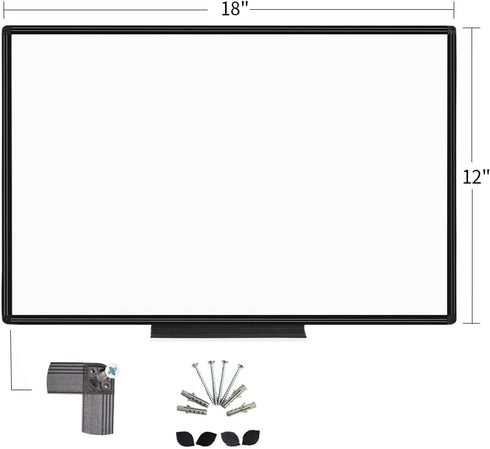 VIZ-PRO Magnetic Whiteboard/Dry Erase Board with Black Aluminium Frame, 18 X 12 Inches, includes 1 Eraser & 2 Markers & 4 Magnets by VIZ-PRO