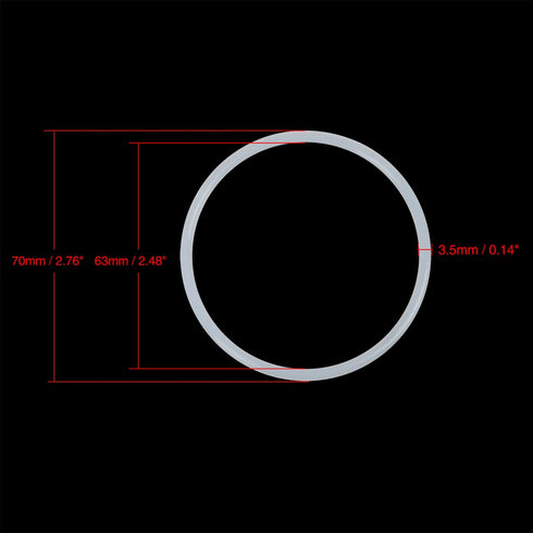 X AUTOHAUX 70mm OD Silicone O-Rings, 63mm ID, 3.5mm Width VMQ Seal Gasket for Pipe Repair, Pack of 5