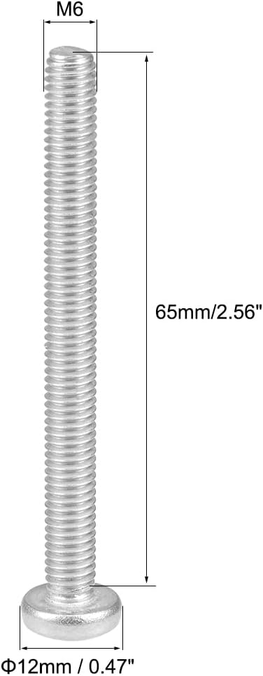 uxcell M6x65mm Machine Screws Pan Phillips Cross Head Screw 304 Stainless Steel Fasteners 10Pcs