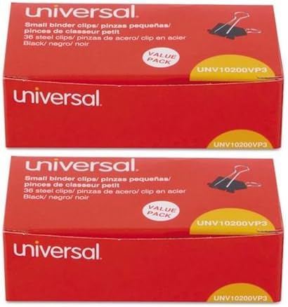Universal Small Binder Clips, Steel Wire, 3/8 Cap, 3/4 Wide, Black/Silver, 2-36 Pack