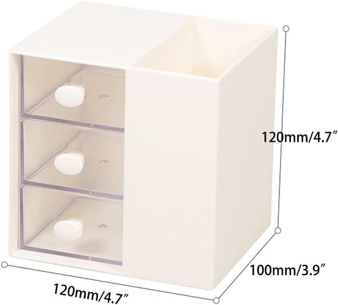 Multi-Functional Pen Holder, 5 Compartments Desk Organizer for School, Home Office, Art Supplies (White)
