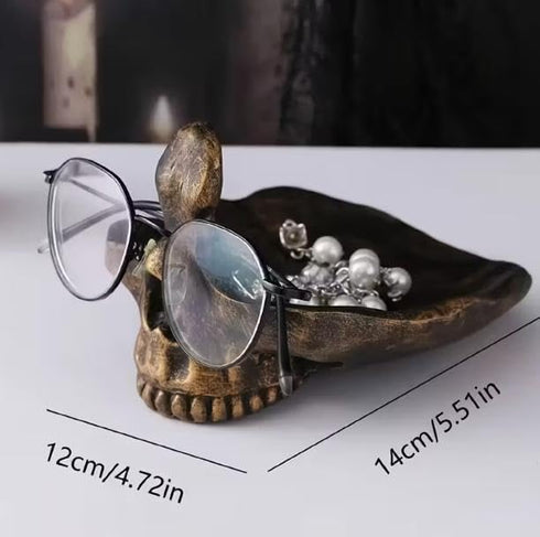 HUZHIBING Skull Glasses Holder,Sunglasses Spectacle Display Rack,Gothic Design Eyeglasses Holder Multi-Purpose