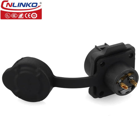 CNLINKO M12 Waterproof Connector PBT Plastic DC 12V Cable Panel Mount for AV System (2 Pin)