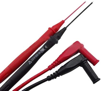 Retractable PVC Tip Test Lead Set, Right Angle, Adjustable Length in Red and Black