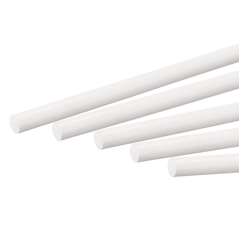 MECCANIXITY ABS Plastic Rod, Round Solid White Bar 5.2mmx250mm, Pack of 5 for DIY Model Material, Architectural