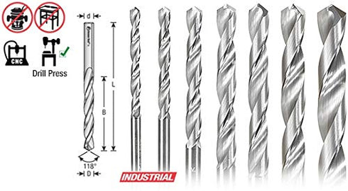 Amana Tool - SCFD-100 Solid Carbide CNC 4 Facet 118 Deg Drill Pt. 1/8 Dia x 1-1/4 x 1/8
