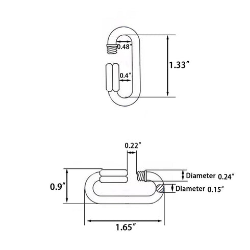 10 Pcs M4 Stainless Steel Quick Coupler Links, High Strength Locking Carabiner Connector Snaps, 1.65"(L)