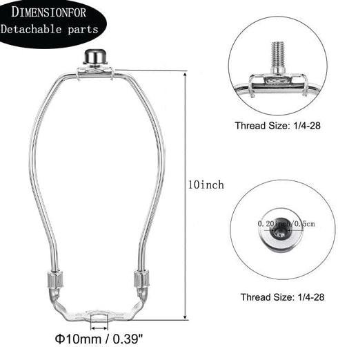 HanWenHone Holder10 Inch -2 SetDetachable 2 Lamp Shade Harp Lamp Harp Kit Shade Holder for Table & Floor Lamps DIY
