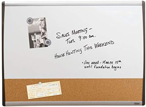 Quartet Combination Magnetic Whiteboard & Corkboard, 17" x 23", Combo White Board & Cork Board, Black/Silver Frame (79370) by Quartet