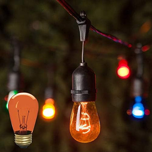 S14 Bulb, E26 130V, (12 Pack) Xtricity Incandescent Edison Light String Light Replacement, Medium Base, Amber