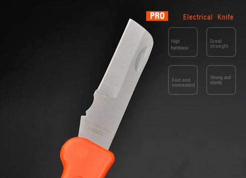 Edward Tools Electrician Straight Blade Knife - Lockback Folding Design Utility Knife - Stainless Steel Knife Cable Stripping, Cutting Insulation, Cable Ties, Tape, Pulls Cuts, Splicing - Ergo Handle by Edward Tools