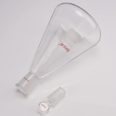 stonylab Glass 24/40 Erlenmeyer Flask with Stopper, 1000 ml Borosilicate Glass Heavy Wall Flask