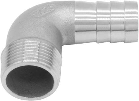 Joywayus 1" Hose Barb x 3/4" NPT Male Home Brew Pipe Fitting - Stainless Steel 90 Degree Elbow Adapter