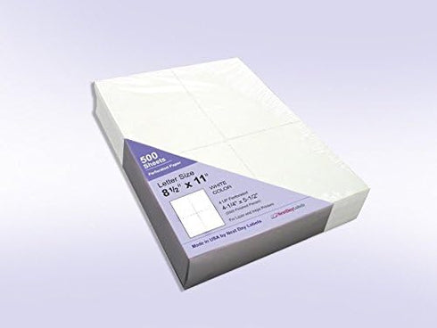 NextDayLabels 8-1/2 x 11 Blank Perforated Paper | 24# Paper, 500 Sheets/Ream, Item #1689