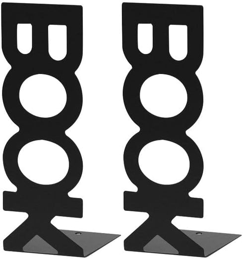 KiBcsLic 2X Heavy Duty Metal Bookends Non Skid Book Stoppers for Home Stationery Office Desk, Black