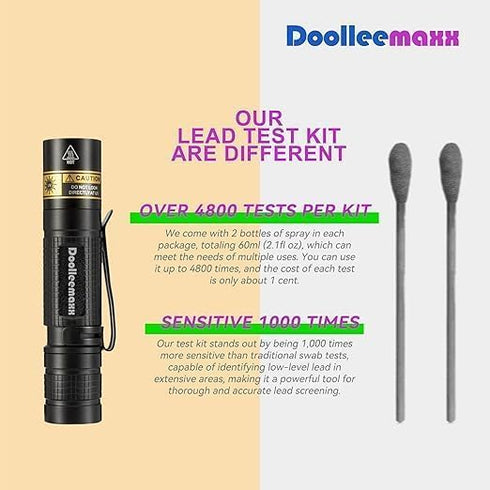 iigala 4800 Lead Test Refill | Up to Uses| Lead Test Kit for Paint, Ceramics & More | UV Light Visible | Home Safety