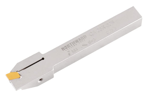 Accusize Industrial Tools 1/2'' Shank Heavy Duty Indexable Grooving/Cut-Off Holder, Nickel Plated with Carbide Insert