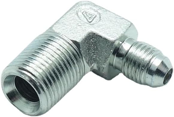 2 Pcs Hydraulic Fitting 1/4" Male JIC (7/16"-20Tpi) x 3/8" Male NPT 90° Elbow Pipe Adapter Flare