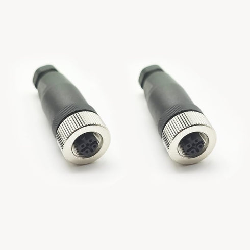 2Pcs M12 4 Pin Female Circular Connector, IP67 Waterproof Industrial Sensor Adapter for PG7 Cable 250V 4A AC/DC