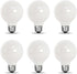 Xtricity G25 Globe Light Bulb, Indoor Bathroom Vanity or Makeup Mirror, Dimmable, Frosted White Glass, 5W, 6 Pack