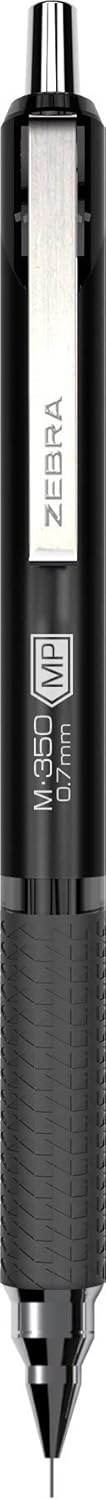 Zebra Pen M-350 Mechanical Pencil, 0.7mm Medium Point, Space Black Premium Metal Barrel, 2-Pack with Lead and Eraser
