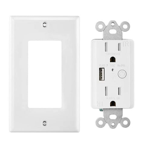 Zigbee Wall Outlet with USB - One Controlled, One Always On, Compatible with Google Assistant and Alexa