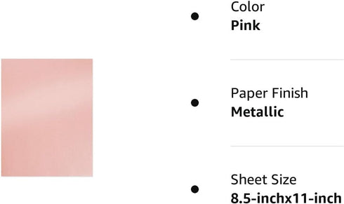 Pink Metallic Paper, 100-Pack Light Pink Shimmer Paper, 120 GSM, 8.5 x 11 Inches for Crafting