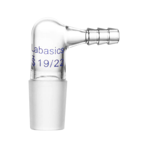 Glass 90 Degree Vacuum/Gas Adapter, Borosilicate Glass Bent Inlet with 19/22 Inner Joint for Lab Supply