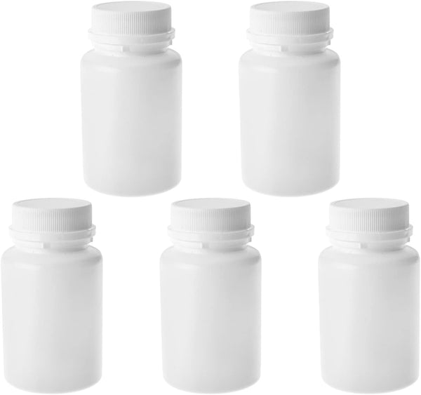 Othmro PE Plastic Lab Chemical Reagent Bottles, 5pcs 150ml/5.1oz Wide Mouth Round Sample Storage