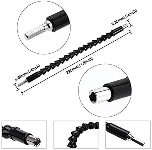 105 Degree Right Angle Driver Angle Extension Bit Kit, 1/4 inch Flexible Power Screwdriver Drill Attachment for