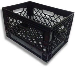 Hengulus Authentic 19x13x11 6 Gallon 24 Quart Rectangular Dairy Milk Crate (BLACK)