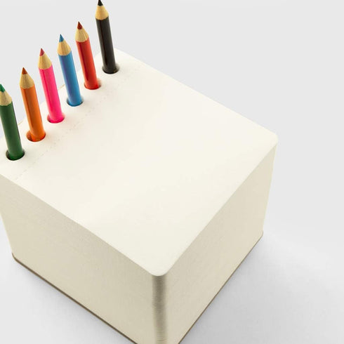 Three by Three Seattle jOTBLOCK Square Chunky Sketchpad: 550 Sheets with 6 Colored Pencils for Memos, Notes, Drawings,